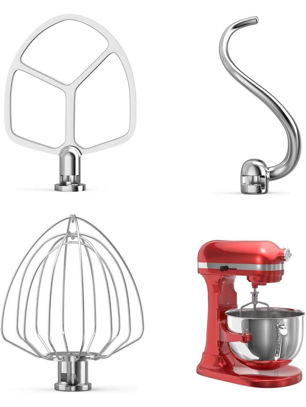 Stainless Steel Kitchen Mixer Attachments Set for KitchenAid 5.5-6 Qt Bowl KN256